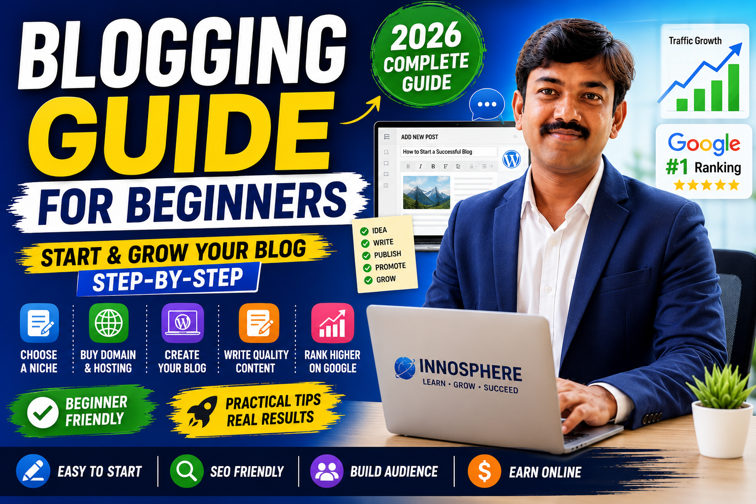 Blogging Guide for Beginners (2026): How to Start a Successful Blog and Grow Your Audience